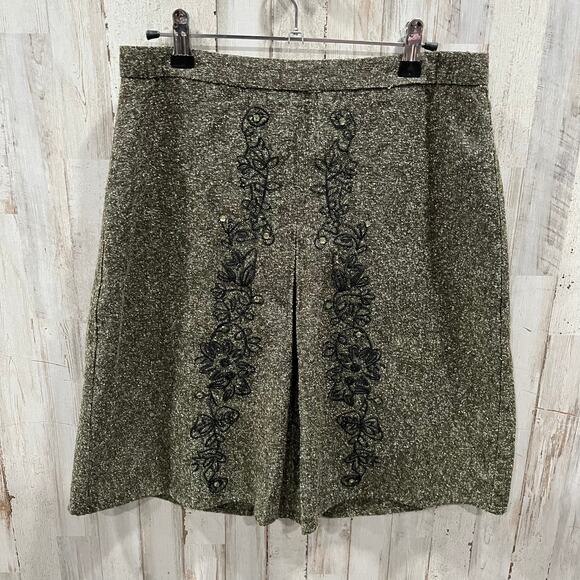 Speechless Green Tweed Beaded Split Aline Skirt Y2K Juniors Size 5 Wool - Picture 1 of 7